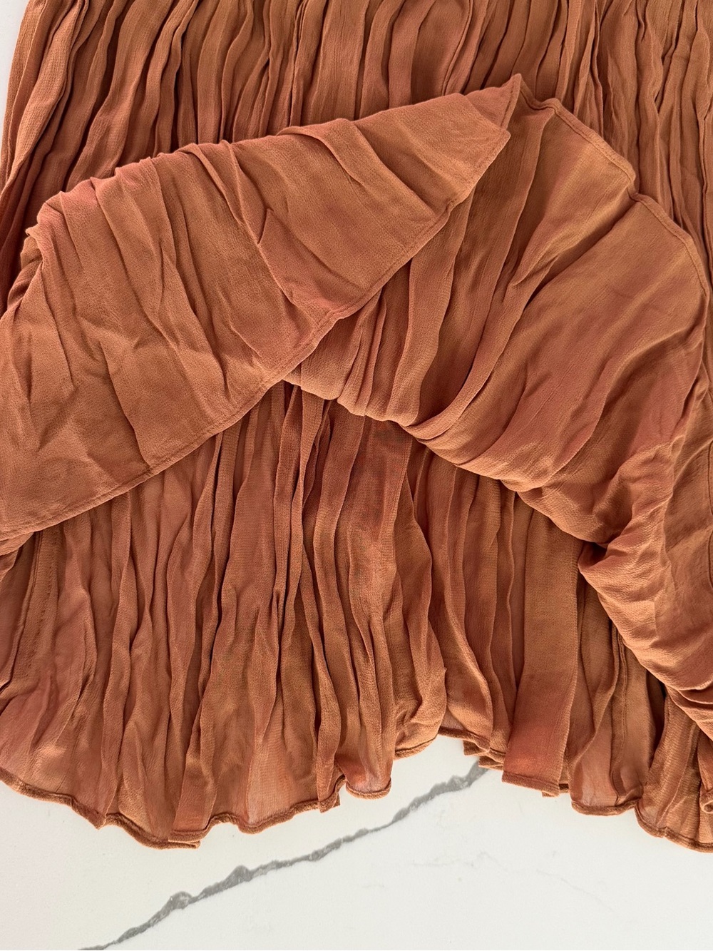 NWT Zara ZW Collection Wrinkled Embroidered Maxi Dress Brown Boho Size L - Picture 12 of 16